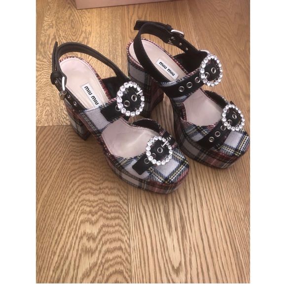 Miu Miu Tartan Embellished Heels - EU 39.5 - Picture 7 of 13